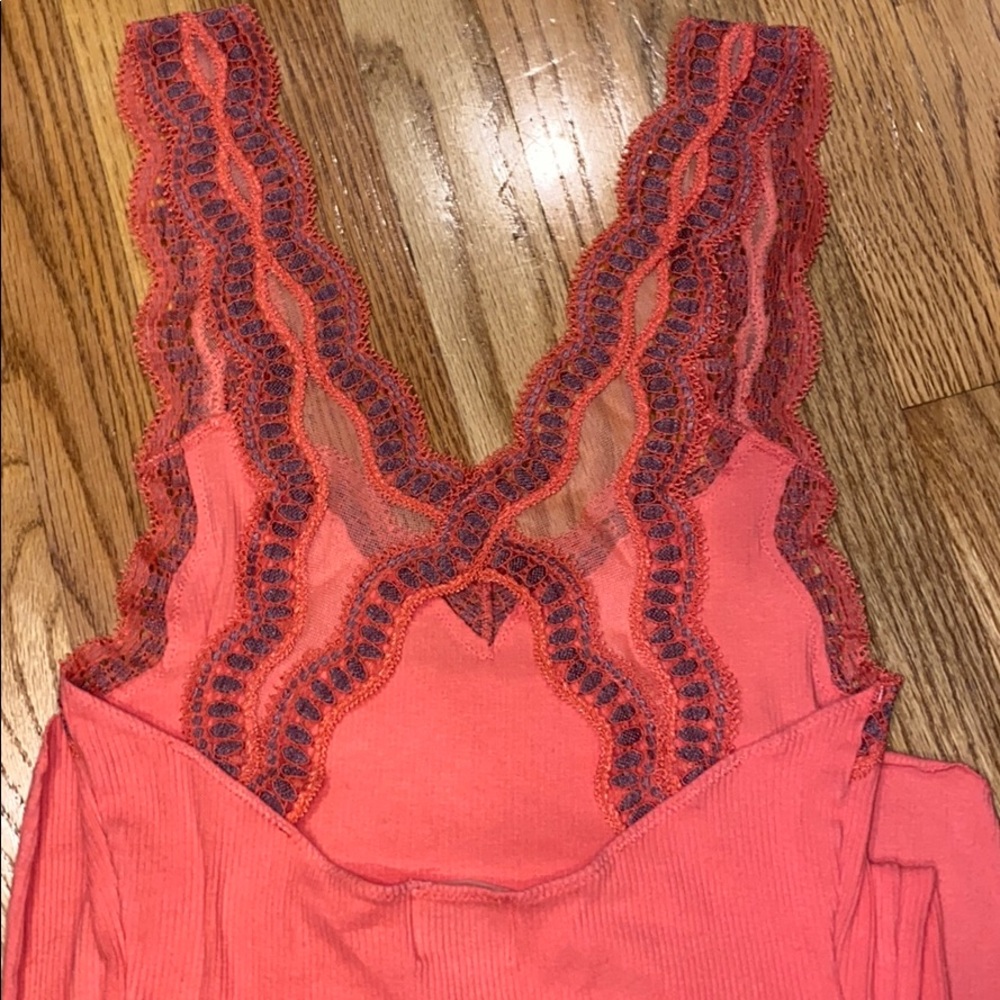 EUC Free People Rib & Lace Cami Tank/Dress - M